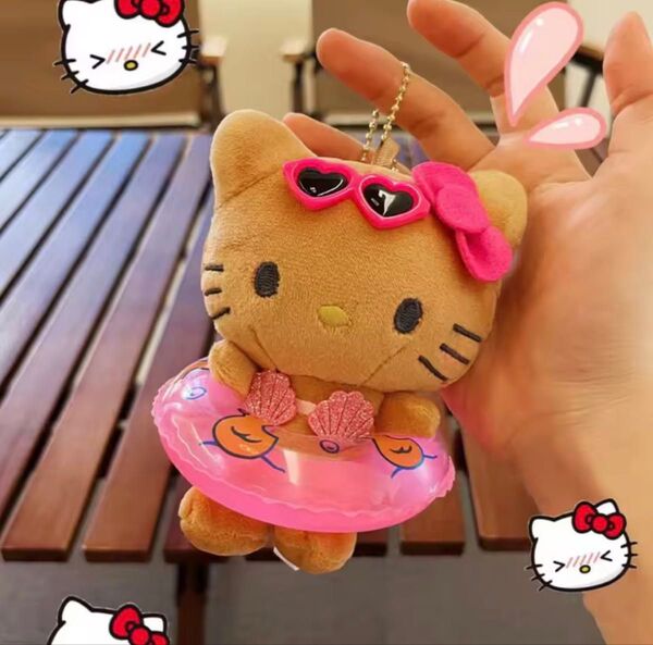 ラスト【訳あり】ハローキティ 水着 浮き輪 ぬいぐるみ キーホルダー 日焼けキティ