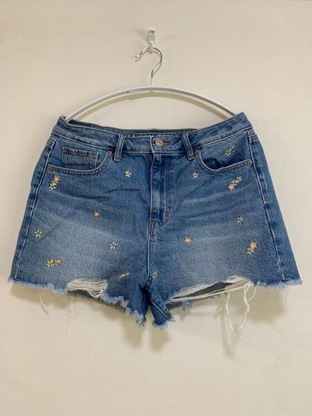 AMERICAN EAGLE 刺繍デニムショートパンツ L