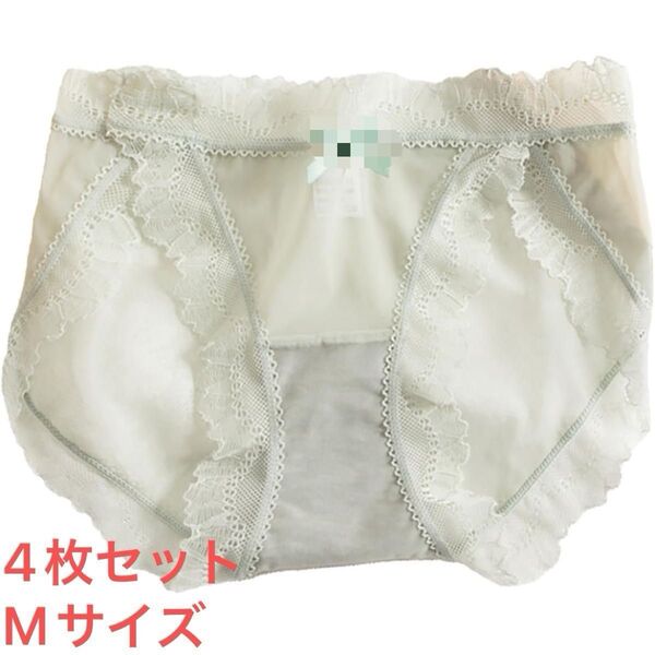 F ショーツ パンツ フリル 花柄 レース かわいい 下着 シースルー ガーリー レディース 4枚セット 新品 即購入大歓迎