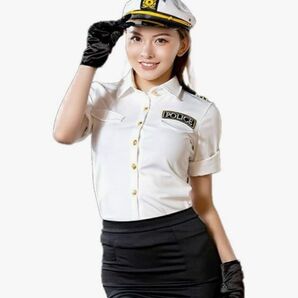 E 【コスプレ】セクシー警察官セットアップ【4点セット】Halloween ミニドレス キャバドレス ワンカラー 新品