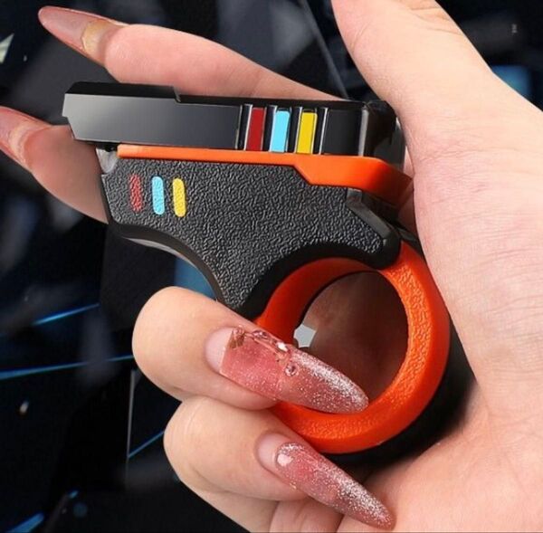 ガン形ハンドスピナー ガンフィジェットトイ 銃型ハンドスピナー 銃形フィジェットトイ 変形型ハンドスピナー【ブラック×オレンジ】