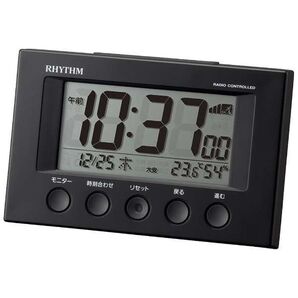 ■RHYTHM 8RZ166SR02 電波デジタル置き時計 ブラック