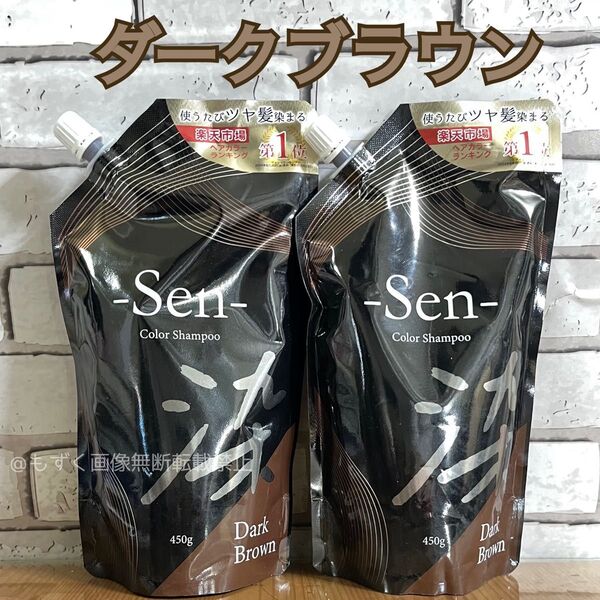 Sen ヘアカラーシャンプー ダークブラウン 2袋 白髪 男女兼用