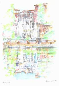 Art hand Auction World Heritage Cityscape / Tivoli, Italy Garden of Villa Este / F4 drawing paper / Original watercolor painting, painting, watercolor, Nature, Landscape painting