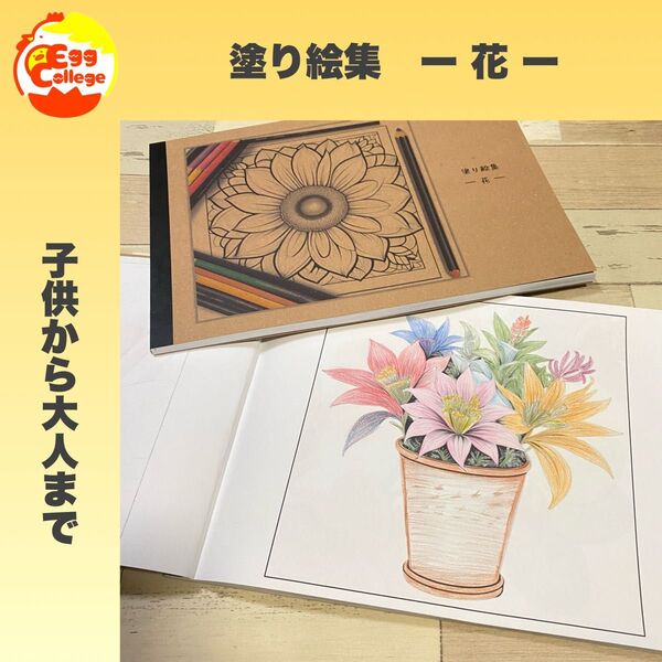 塗り絵集 ー 花 ー アート ぬりえ お絵描き デッサン 知育 介護 集中力
