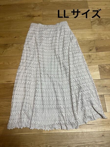 ロングスカート レース 総レース スカート ホワイトベージュ アイボリー LL しまむら プチプラのあや きれいめ