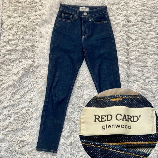 【美品】RED CARD レッドカード Highriseレディース デニム 紺 ネイビー パンツ 濃紺 ストレート