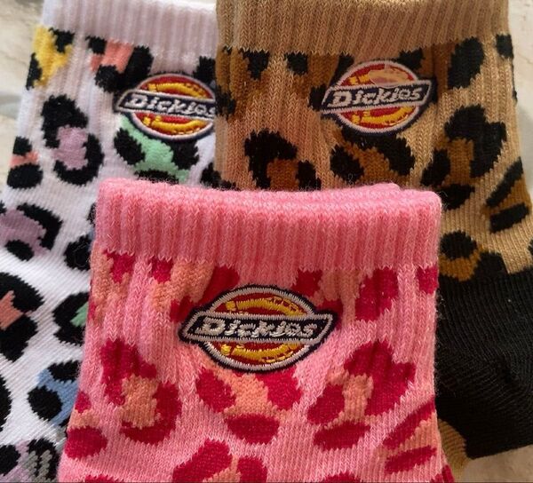 Dickies ディッキーズ 刺繍 豹柄 子供用 ソックス 靴下 15-20㎝ キッズ
