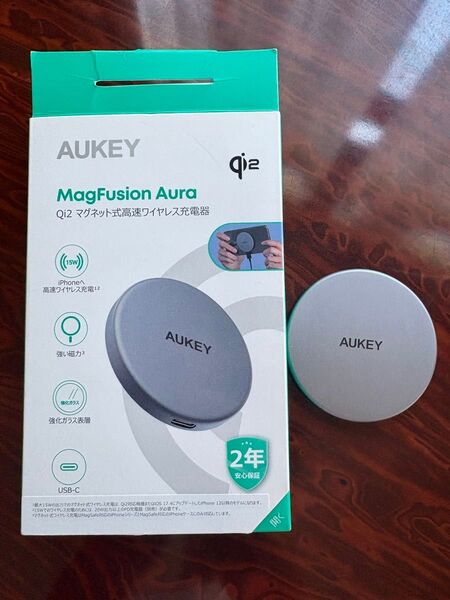 ワイヤレス充電器 MagSafe対応 薄型 Qi2 iPhone パッド型 超軽量 AUKEY MagFusion