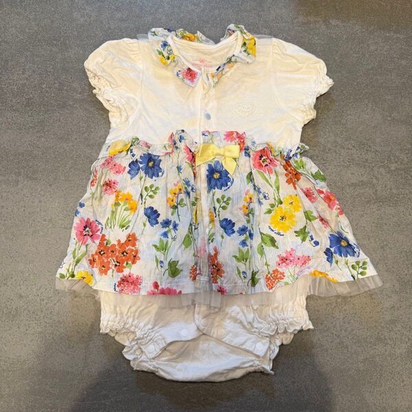 メゾピアノ ロンパース 前開き 80サイズ 花柄 女の子 ベビー服