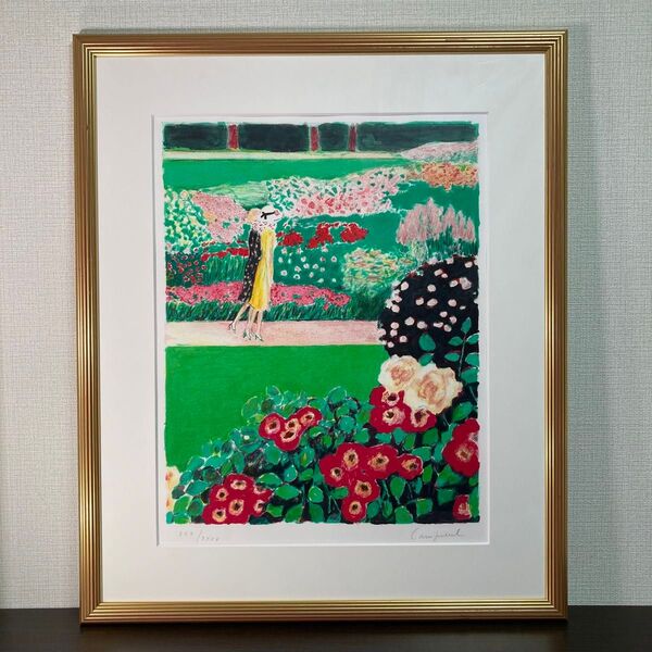 【真作保証】カシニョール「夏の散歩」リトグラフ 直筆サイン 版画 絵画 額装