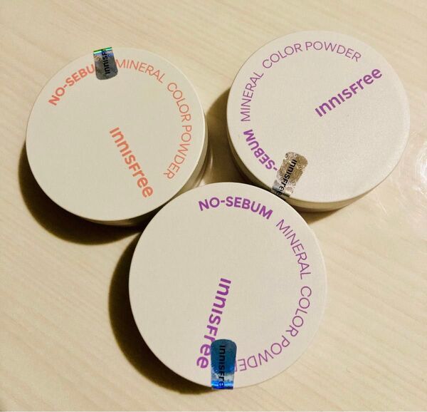 イニスフリー ノーセバム ミネラルカラーパウダー ピーチ1 バイオレット2 計3個セット innisfree ミネラルパウダー