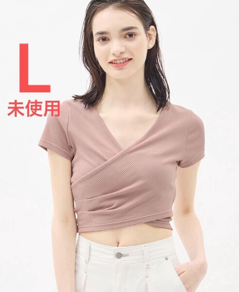 未使用 ジーユー gu カシュクールT トップス 半袖Tシャツ Tシャツ クロップドT カットソー L ピンク ミニT