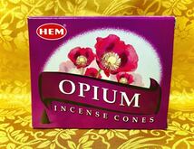 《お香＊インセンス》インド＊HEM「OPIUM」(オピウム)鴉片（芥子の花の香り)＊INCENSE CONES(コーン型)＊(10個入り)(新品)★送料込！_画像5