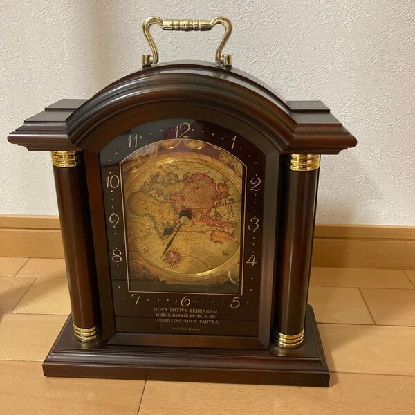 世界地図 置き時計 アンティーク調 インテリア レトロ ブラウン