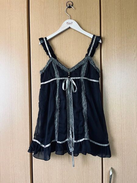 axes femme ブラックレースシアーノースリーブ チュニック y2k 平成 姫 姫ギャル グランジ フェアリーグランジ