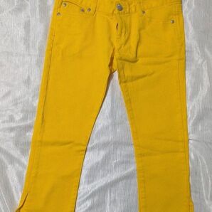 美品♪【JAYRO WHITE】スキニーストレッチクロップドパンツ★サイズ2★イエロー山吹色★9号Мサイズ★ウエスト62ヒップ89
