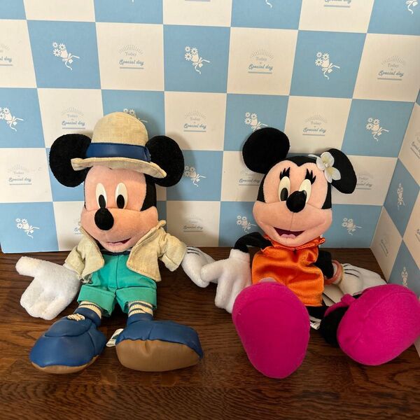*東京ディズニーリゾート2001年頃購入・ミッキー&ミニー ぬいぐるみ マスコット 2体セット(未使用品)