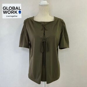 GLOBAL WORK グローバルワーク フロントレースアップトップス Tシャツ