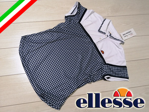 ** new goods ellesse ellesse tennis lovely silver chewing gum check team polo-shirt with short sleeves Lady's M regular price 6,490 jpy anti-bacterial deodorization . sweat speed .