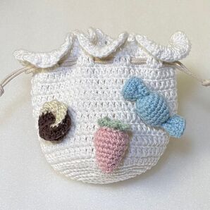 編み物 フリル 食べ物 巾着 小物入れ キラキラ ラメ