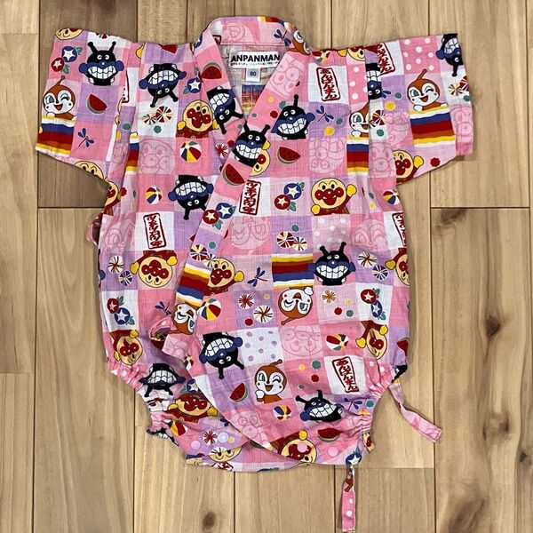 【再出品可】試着のみ 美品 アンパンマン 甚平 ロンパース 80サイズ 女の子 ベビー