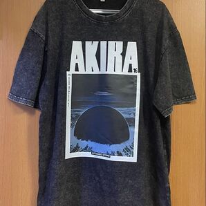 綿 Lサイズ プリントT AKIRA 大友克洋 アキラ アニメTシャツ 黒 ネオ東京 金田正太郎 島鉄雄 ウォッシュ加工 古着