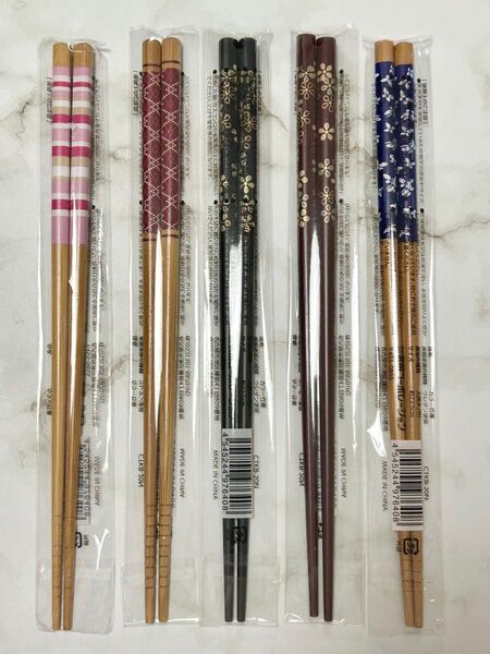 箸 5膳セット A お箸 和風柄 新品 おしゃれおはし 来客用 まとめ売り