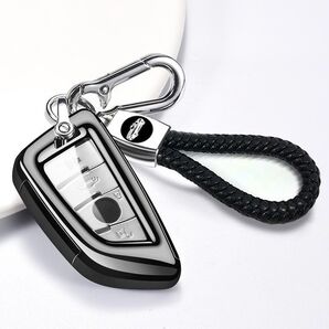 【ブラック】BMW キーケース 専用 カバー タイプB キーケース キーホルダー セット