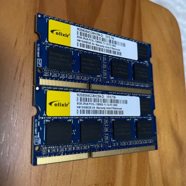 PC3L-12800S ELIXIR ノート用 8GB 2R×8 2枚 CFD 8GB×2枚 16GB