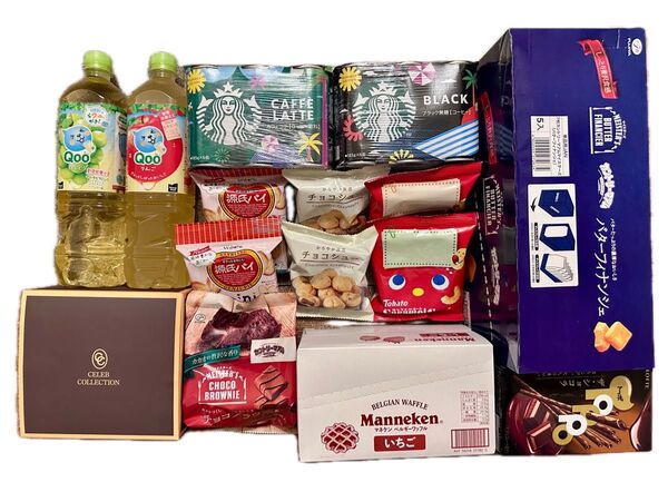 お菓子 ジュース コーヒー 詰め合わせ スターバックス コーヒー Qoo カントリーマアム マネケンベルギーワッフル etc