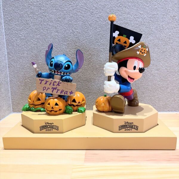 ディズニー ハロウィン 置物 ミッキー&スティッチ 2007 かぼちゃ フィギア ミッキーマウス 当時物 Disney