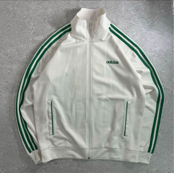 adidas トラックジャケット ジャージ ホワイト×グリーン