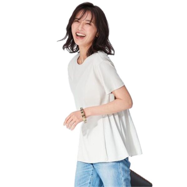 23区 洗える アルビニスタスムース フレア カットソー ペプラム トップス オンワード 樫山 ニジュウサンク Tシャツ 半袖