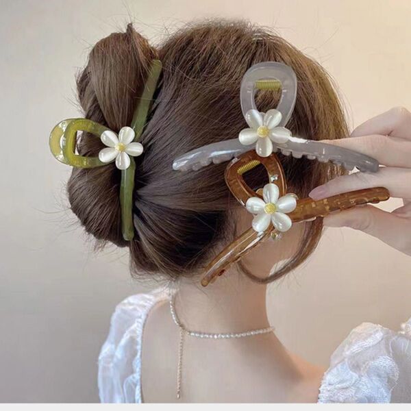フラワー ヘアクリップ バンスクリップ ヘアアクセサリー 韓国 髪留め 可愛い ヘアアレンジ