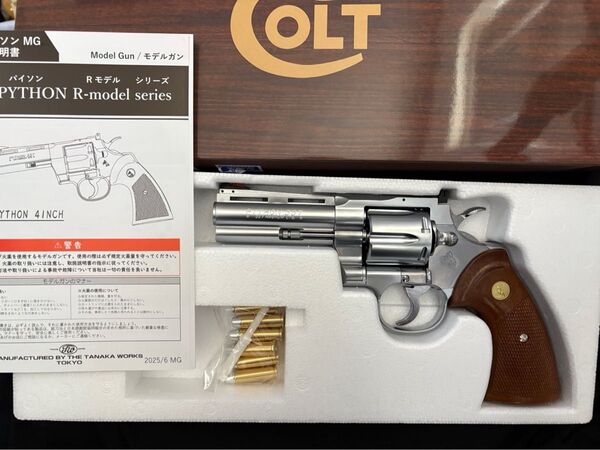 ★タナカ コルト パイソンRタイプ 4インチ ステンレスフィニッシュ 未発火★ モデルガン 357マグナム