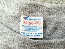 80s USA製 champion チャンピオン ロゴプリント Tシャツ 杢グレー ジュニア XL 18 － 20 実寸 M 程度 80年代 アメリカ製 ビンテージ_画像8