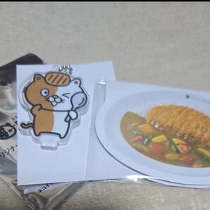 即決! ココイチ CoCo壱番屋 ネコイチ 限定 ロースカツ カレーニャ アクリルスタンド キーホルダー 非売品 メモ セット