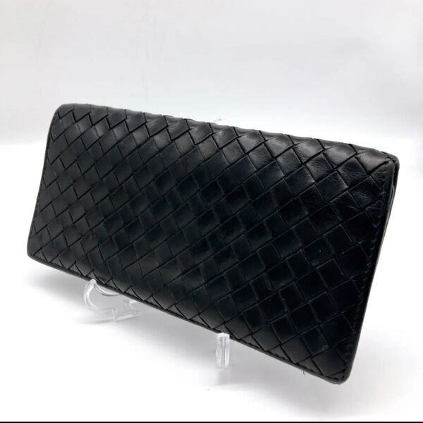 BOTTEGA VENETA ボッテガヴェネタ イントレチャート レザー 二つ折り 長財布 ウォレット 札入れ メンズ ブラック