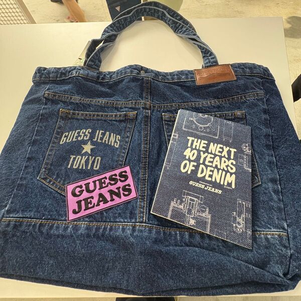 新品 GUESS JEANS トートバッグ デニムバッグ 通学 通勤 大きめ ショルダーバッグ