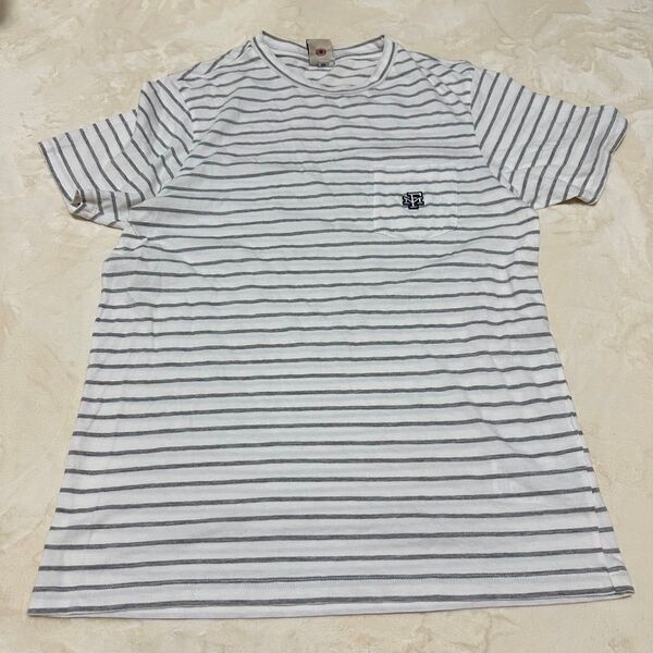 FRANKLIN MARSHALL ポケット付き半袖ボーダーTシャツ ホワイト×グレー XS