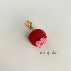 !noko! hand made red. braided sphere. mask charm fastener charm 