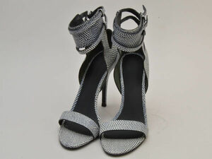  Alexander one ALEXANDER WANG sandals ankle strap heel 37 size black × white lady's F-LSHOE4808