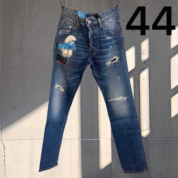 新品●DSQUARED2● メンズ スケーター スマーフ 44 インディゴ ディースクエアード ダメージ加工 ジーンズ デニム