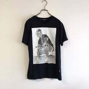 Justin Bieber Tee ジャスティンビーバー Tシャツ used ビッグフォトプリント Mサイズ