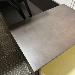 引き出し付き 昇降式テーブル ダークブラウン