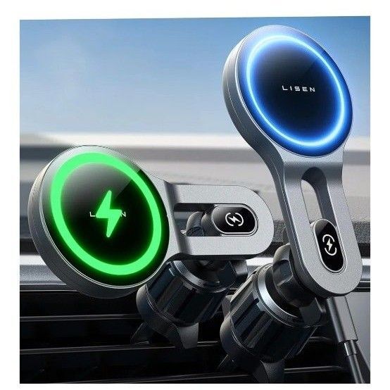 LISEN スマホホルダー エアコン吹き出し口 車 magsafe 車載ホルダー ワイヤレス充電器 マグセーフ 車 15W