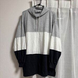 NUGGETS フード付き長袖トップス グレー/ホワイト/ブラック グレー パーカー 長袖 フーディー 古着 プルオーバー M