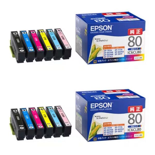 【新品未使用】純正 2セット EPSON (エプソン) インクカートリッジ とうもろこし 6色セット IC6CL80M