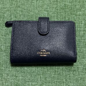 COACH コーチ 二つ折り財布 F11484 ネイビー レザー ウォレット